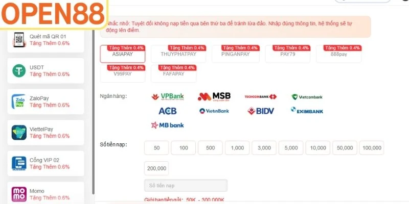 Cập nhật các yêu cầu cần thiết khi nạp tiền 